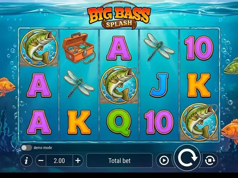 big bass splash demo Spieloberfläche mit markierten Bedienelementen